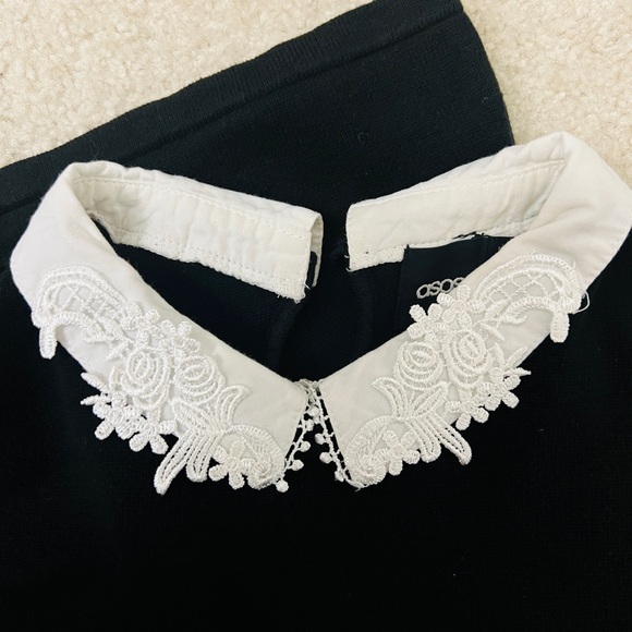 🌸🌸Limited Time Sale🌸🌸ASOS Black Knit Sweater Dress with Lace Collar - Picture 9 of 10